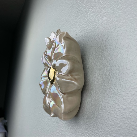 VTG Ceramic Pink Gold Glossy Flower Hanging Wall Pocket Plant Propagation Statio - Picture 6 of 16